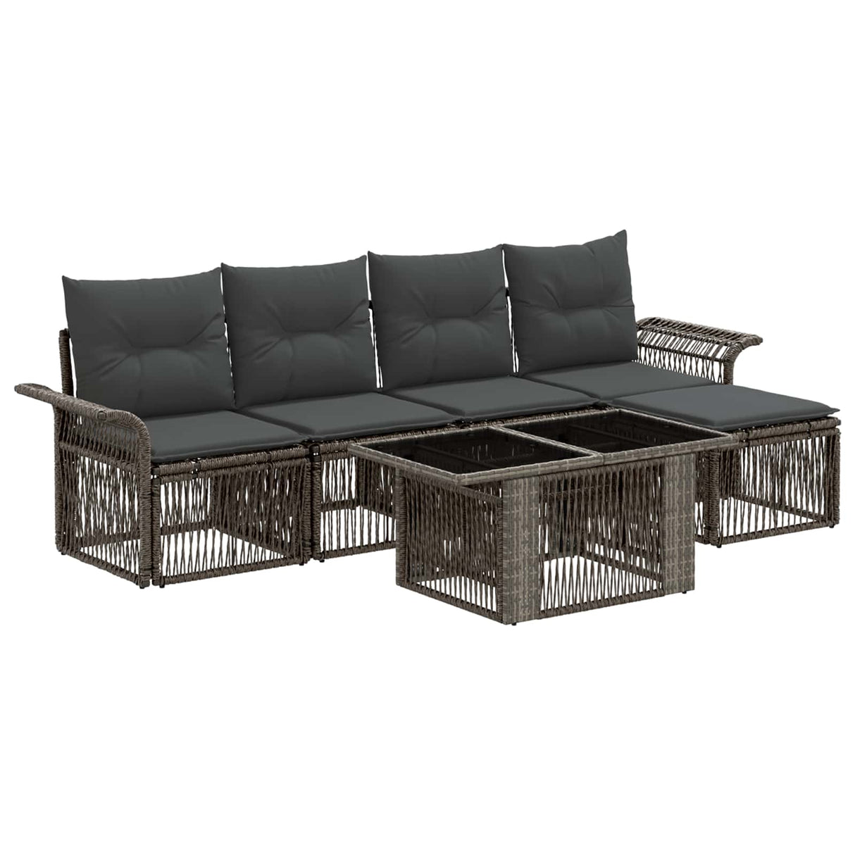 vidaXL Tuinbank Set 6 st Zwart en Crème Wit poly rattan
