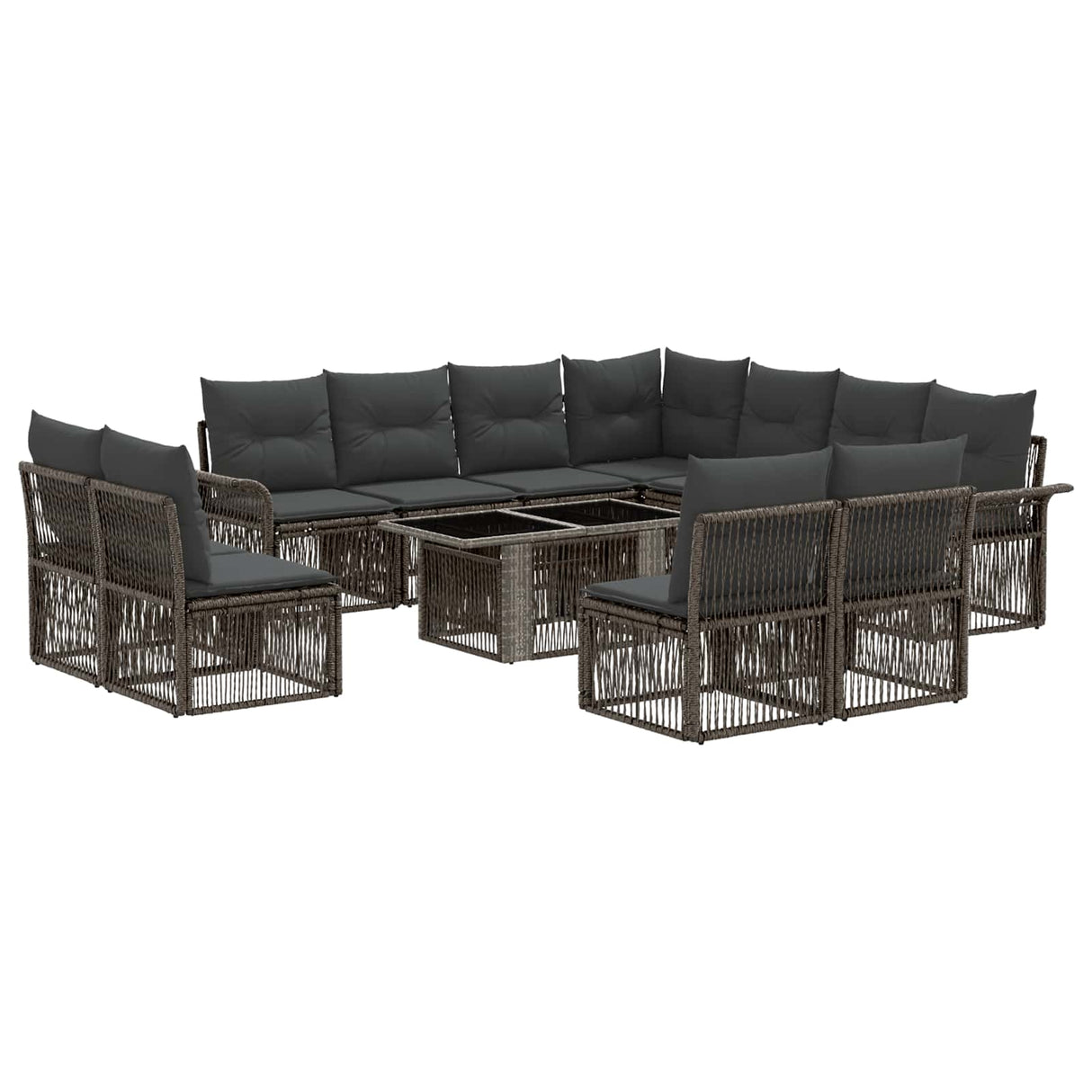 vidaXL Tuinbank Set 12 st Zwart en Crème Wit poly rattan