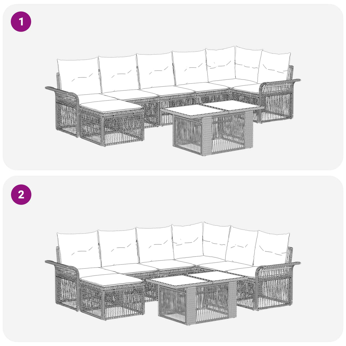 vidaXL Tuinbank Set 8 st Zwart en Crème Wit poly rattan