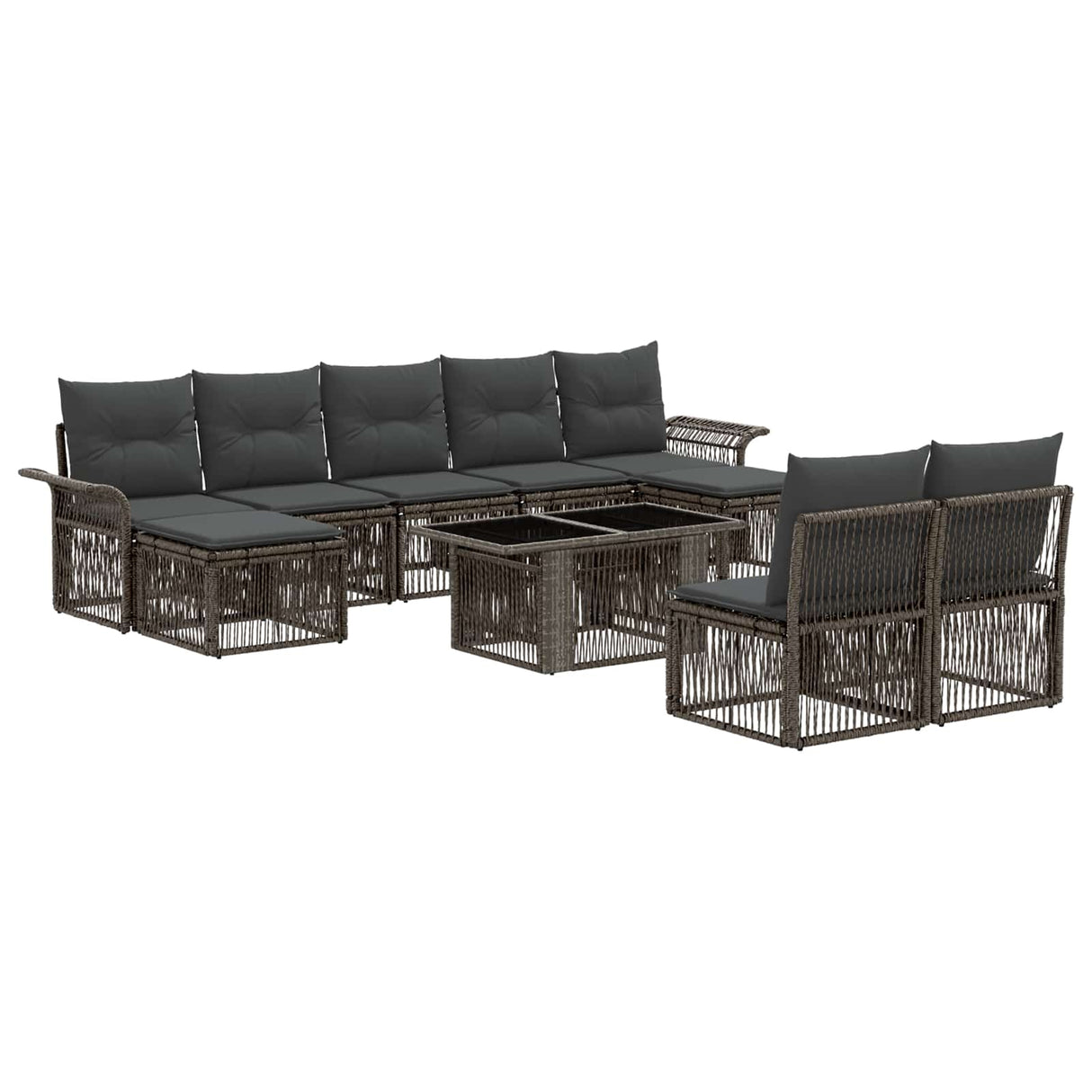 vidaXL Tuinbank Set 10 st Zwart en Crème Wit poly rattan