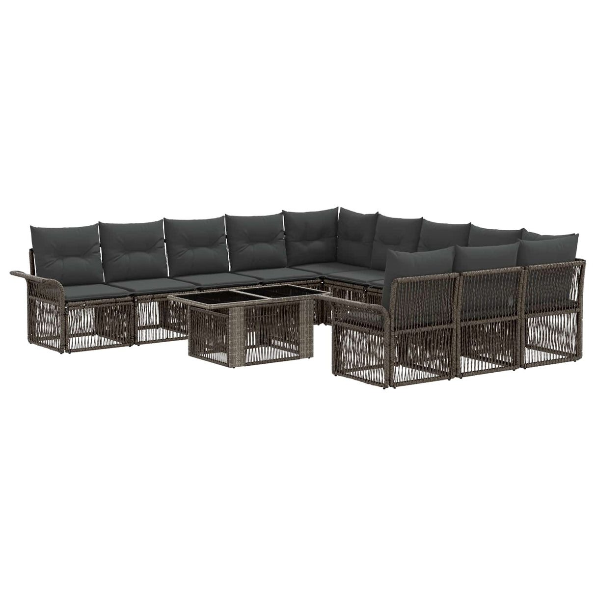 vidaXL Tuinbank Set 12 st Zwart en Crème Wit poly rattan