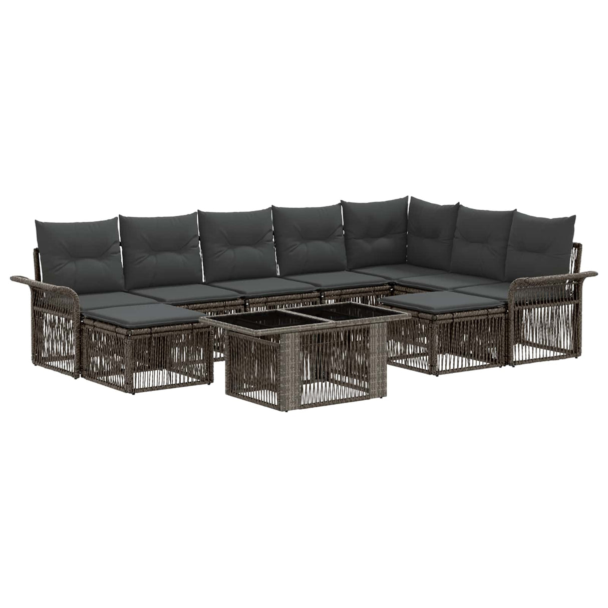 vidaXL Tuinbank Set 10 st Zwart en Crème Wit poly rattan
