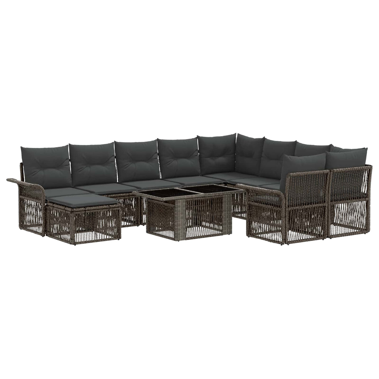 vidaXL Tuinbank Set 11 st Zwart en Crème Wit poly rattan