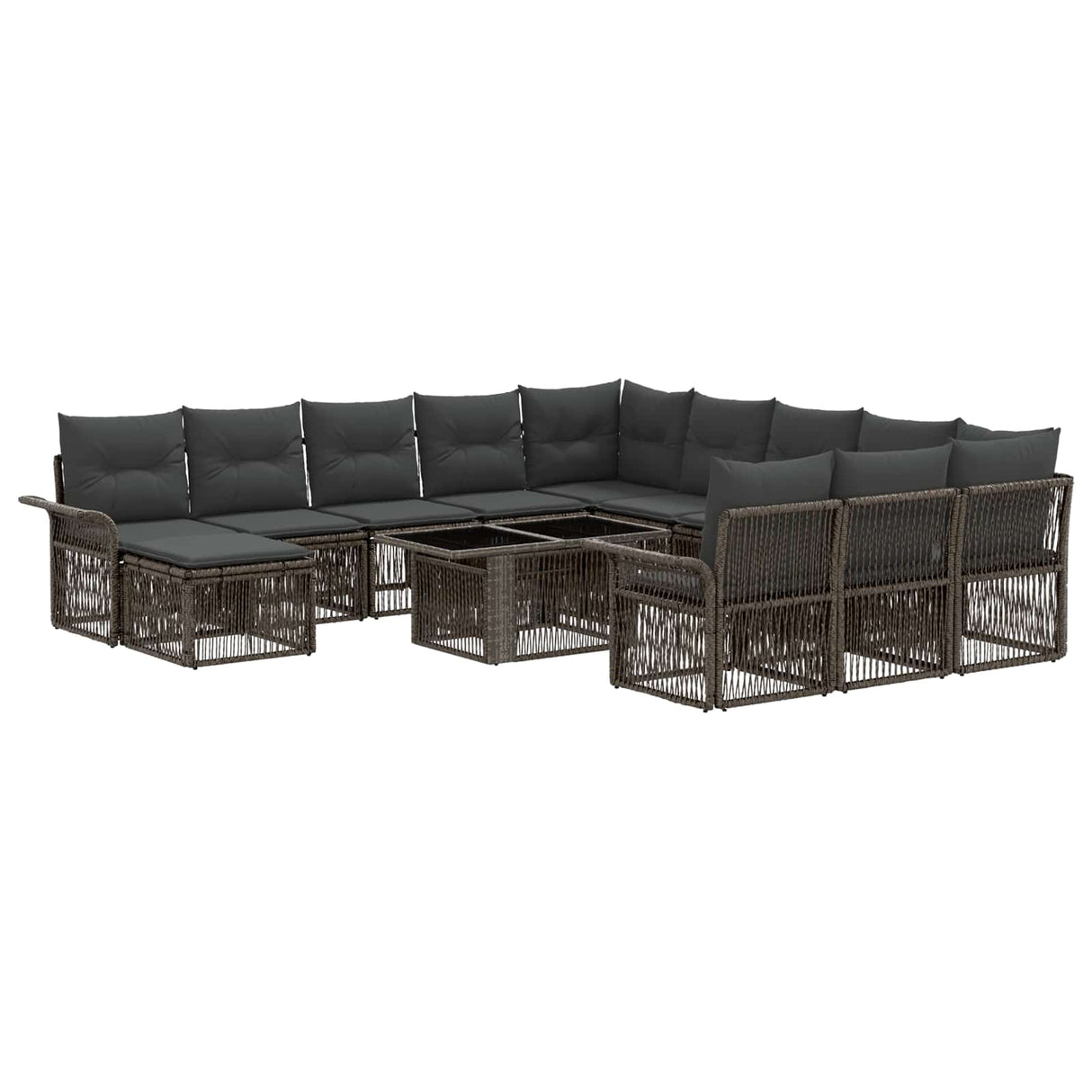 vidaXL Tuinbank Set 13 st Zwart en Crème Wit poly rattan