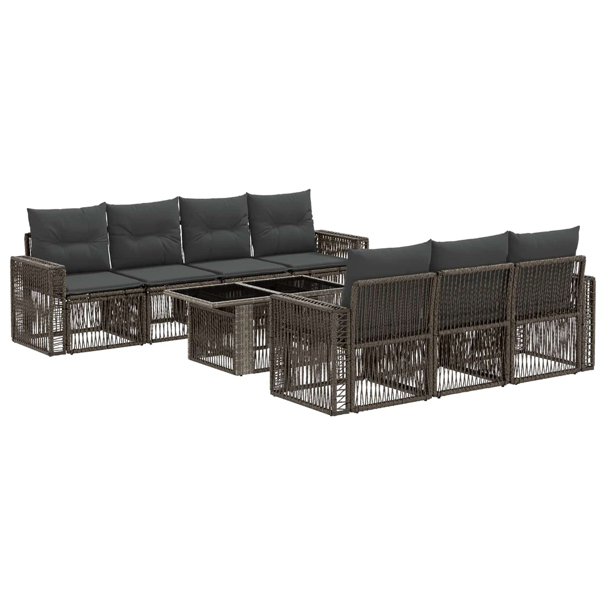 vidaXL Tuinbank Set 8 st Zwart en Crème Wit poly rattan