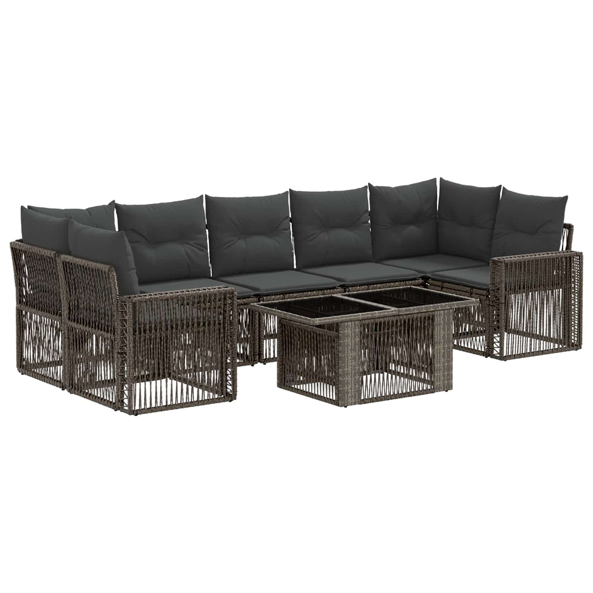 vidaXL Tuinbank Set 8 st Zwart en Crème Wit poly rattan