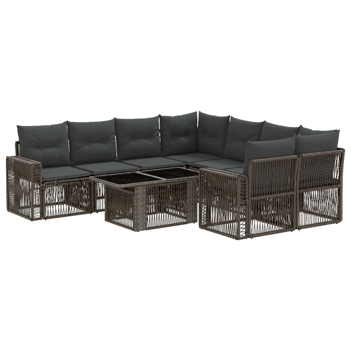 vidaXL Garden Lounge Set 9 pcs Black and Cream White poly rattan