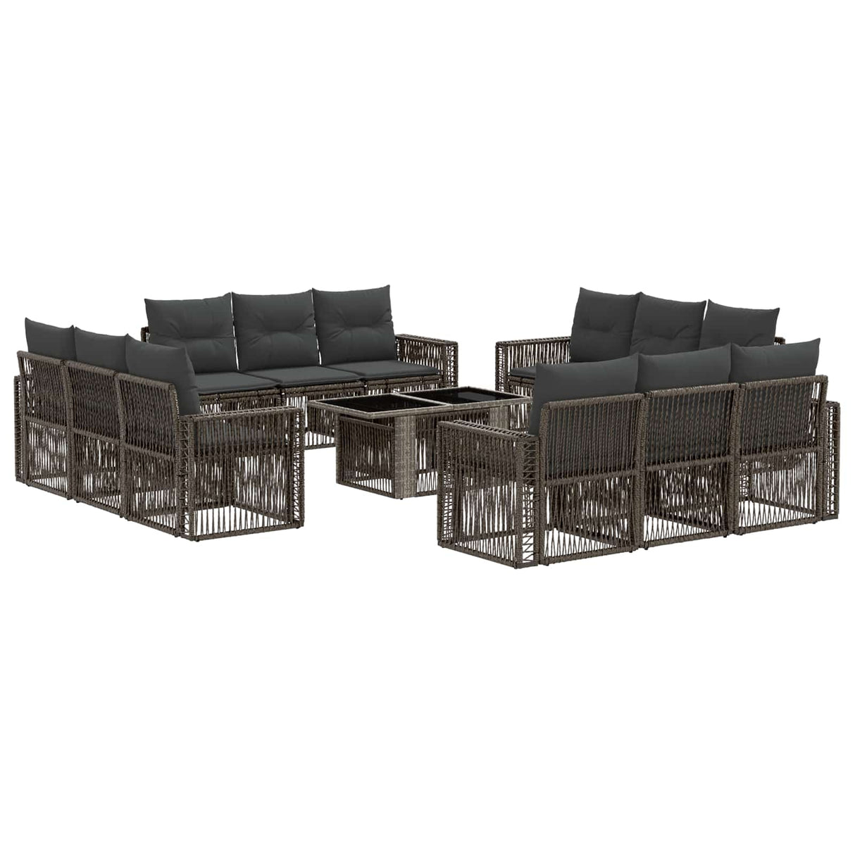 vidaXL Tuinbank Set 13 st Zwart en Crème Wit poly rattan