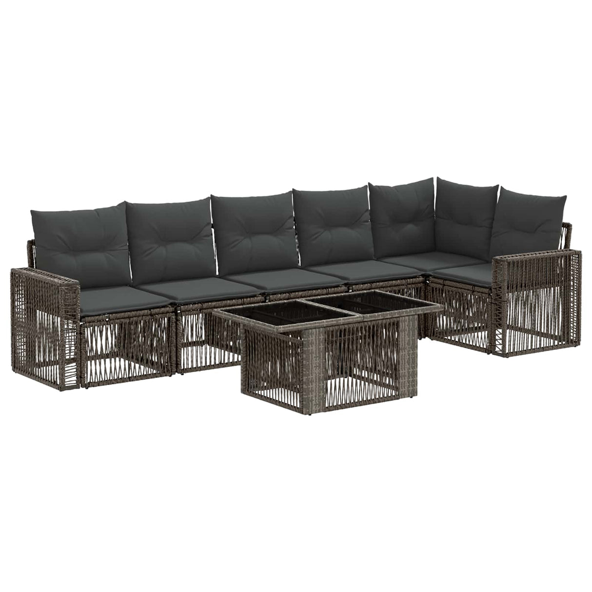 vidaXL Tuinbank Set 7 st 6-Aantal zitplaatsen Zwart en Crème Wit