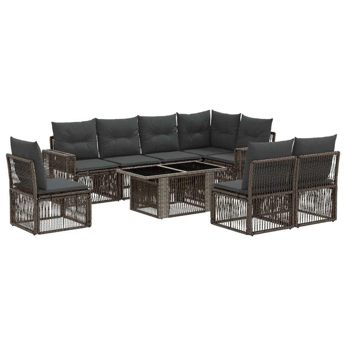 vidaXL Garden Bench Set 9 pcs Black and Cream White poly rattan
