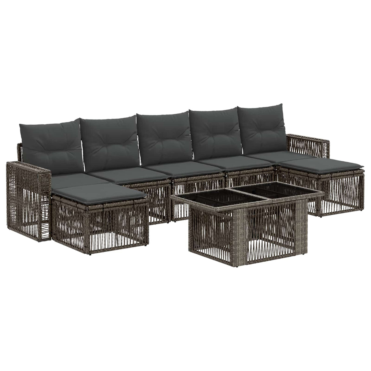 vidaXL Tuinbank Set 8 st Zwart en Crème Wit poly rattan