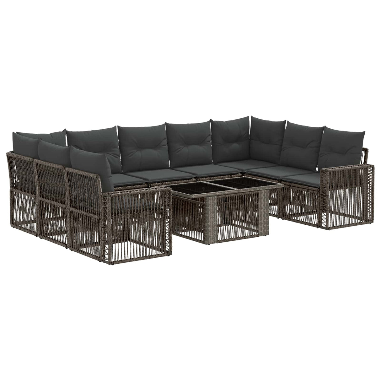 vidaXL Tuinbank Set 10 st Zwart en Crème Wit poly rattan