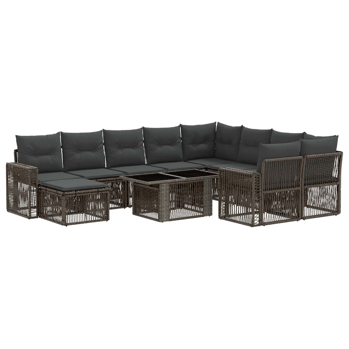 vidaXL Tuinbank Set 11 st Zwart en Crème Wit poly rattan