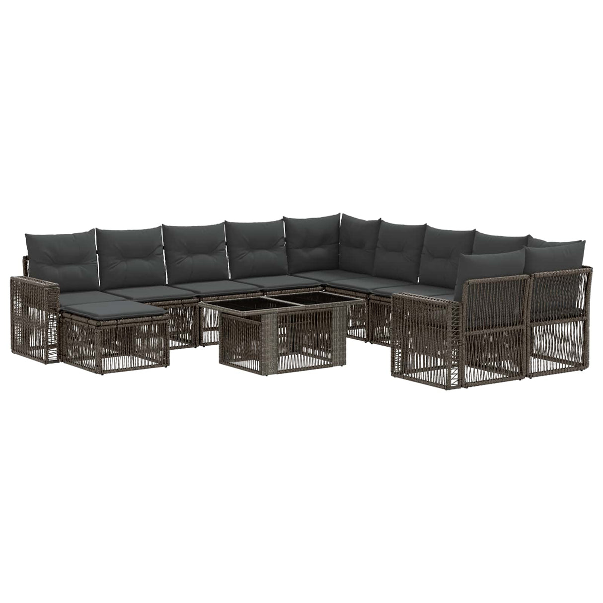 vidaXL Tuinbank Set 12 st Zwart en Crème Wit poly rattan