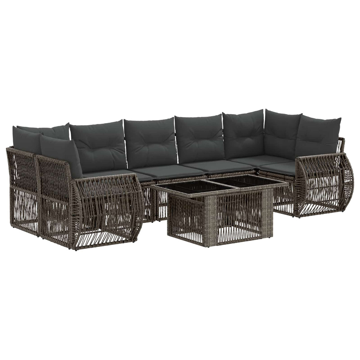 vidaXL Tuinbank Set 8 st Zwart en Crème Wit poly rattan