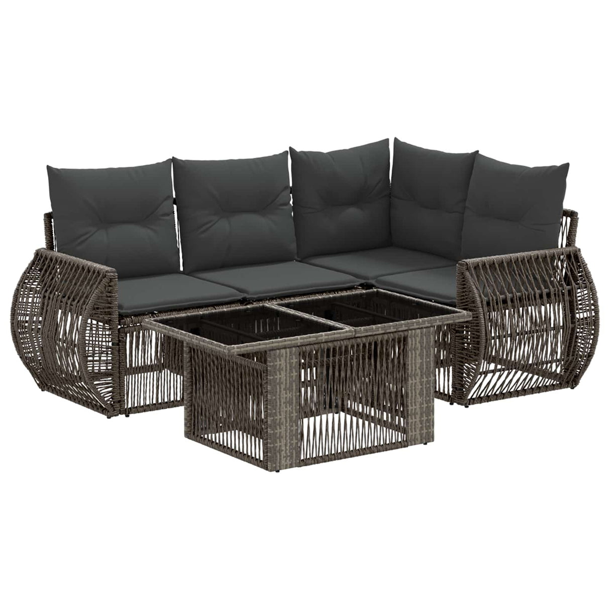 vidaXL Tuinbank Set 5 st Zwart en Crème Wit poly rattan