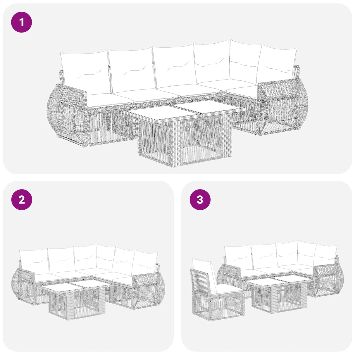 vidaXL Garden Sofa Set 6 pcs Black and Cream White poly rattan