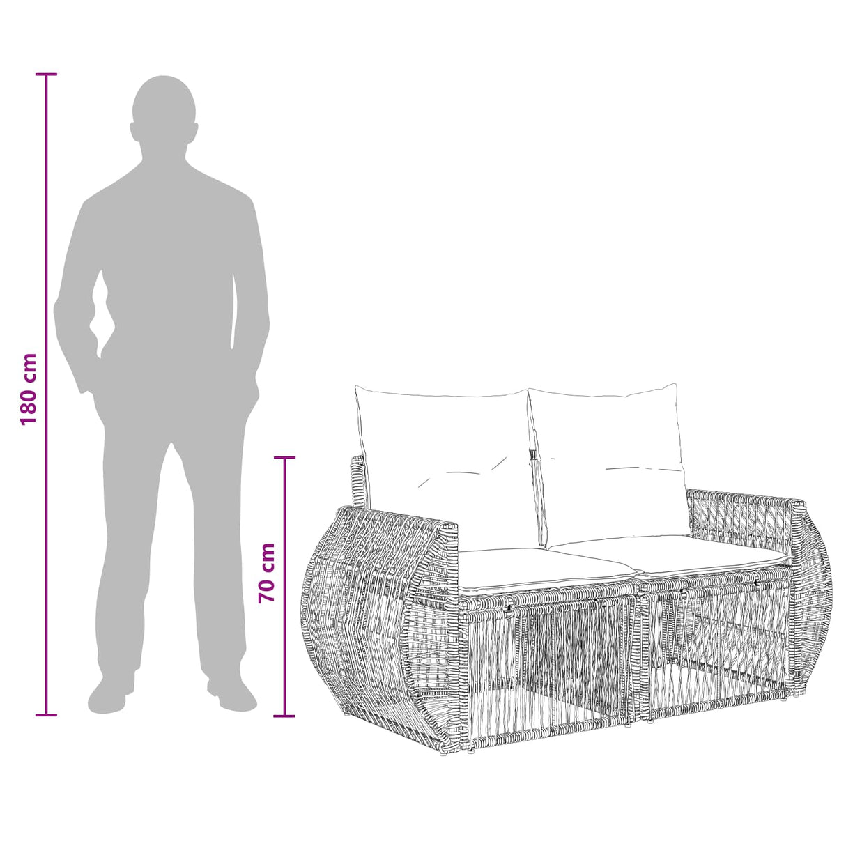 vidaXL Tuinbank Set 11 st Zwart en Crème Wit poly rattan