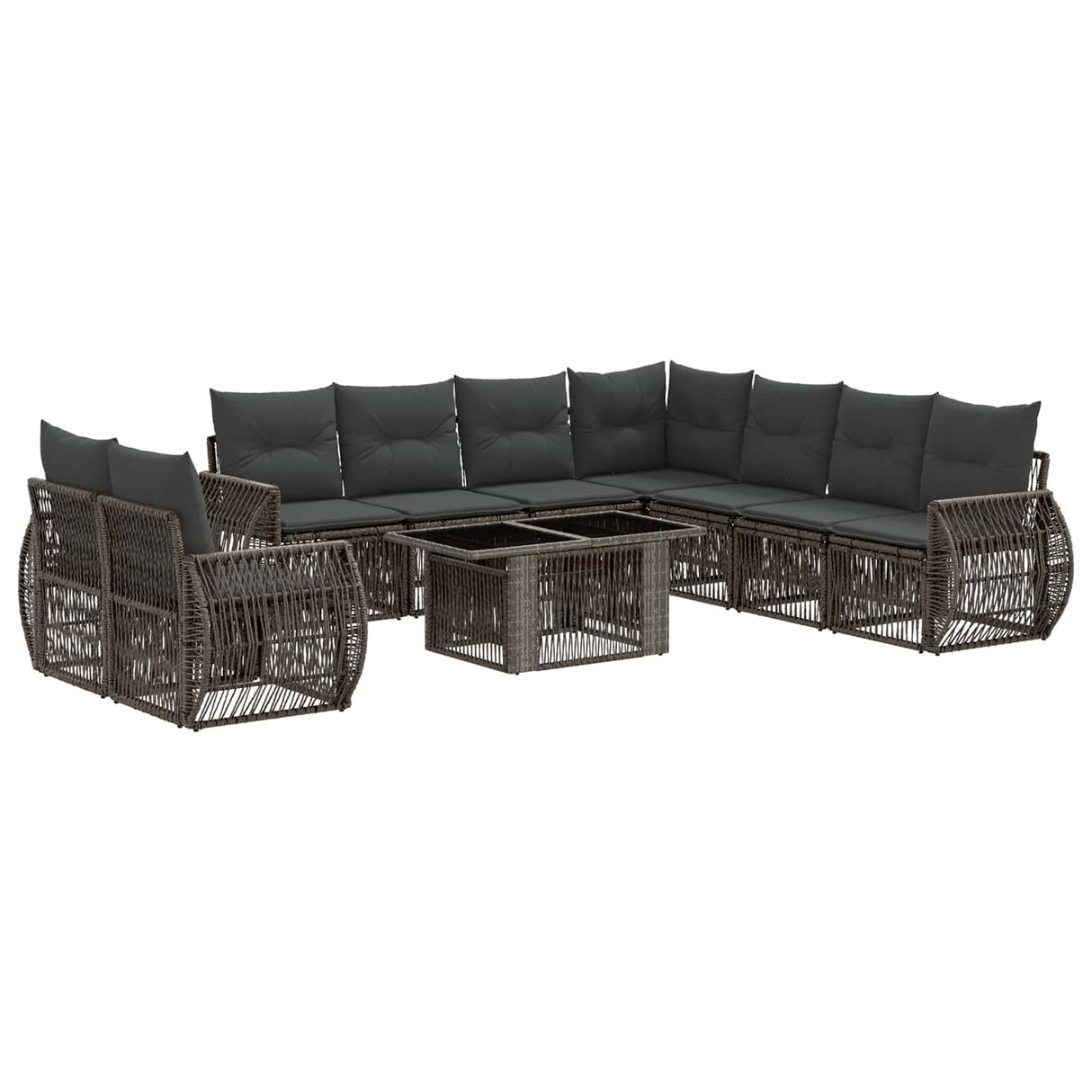 vidaXL Tuinbank Set 10 st Zwart en Crème Wit poly rattan