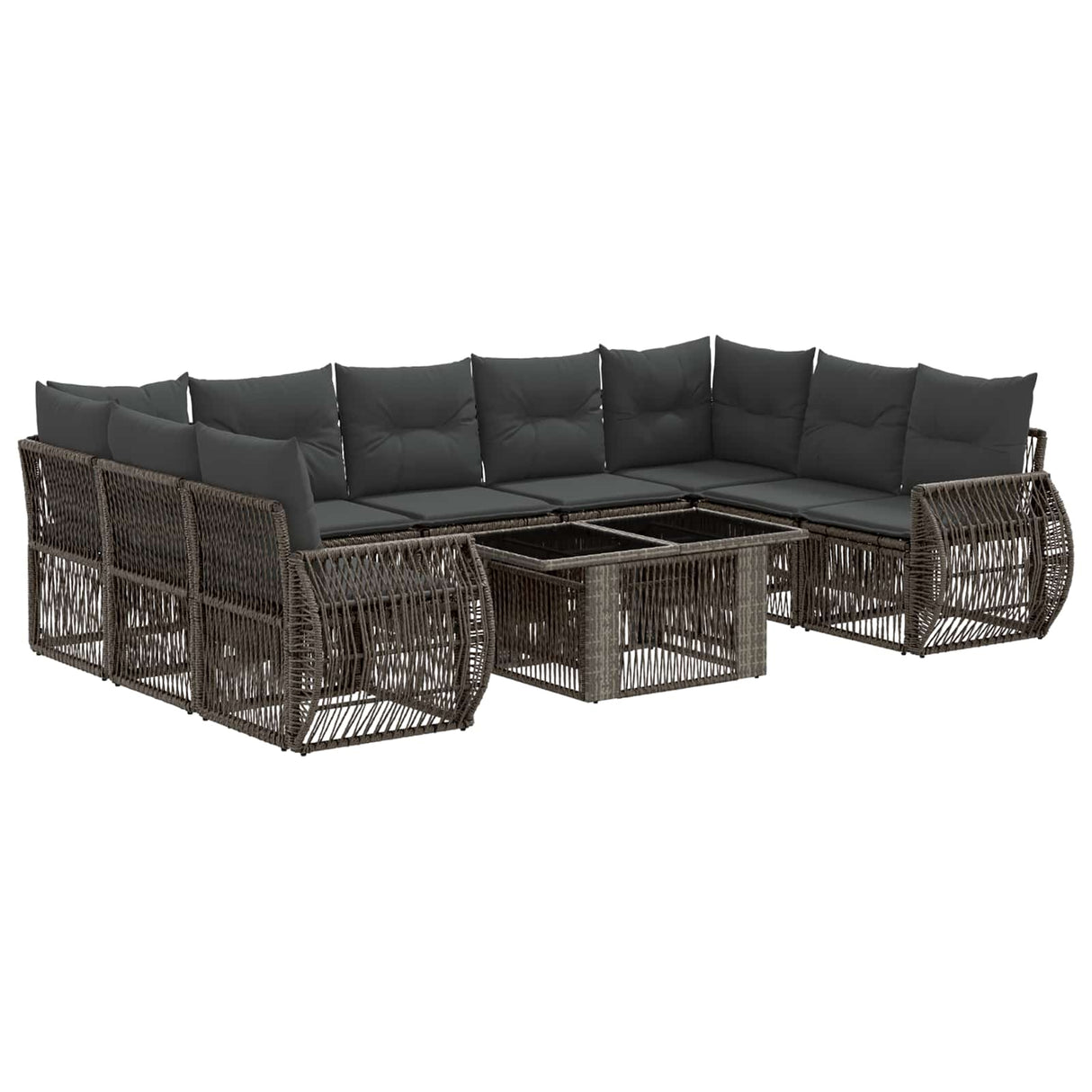 vidaXL Tuinbank Set 10 st Zwart en Crème Wit poly rattan