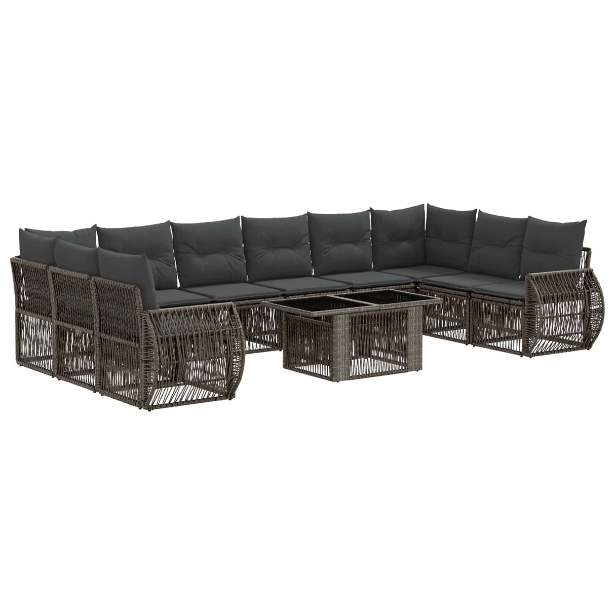 vidaXL Tuinbank Set 11 st Zwart en Crème Wit poly rattan
