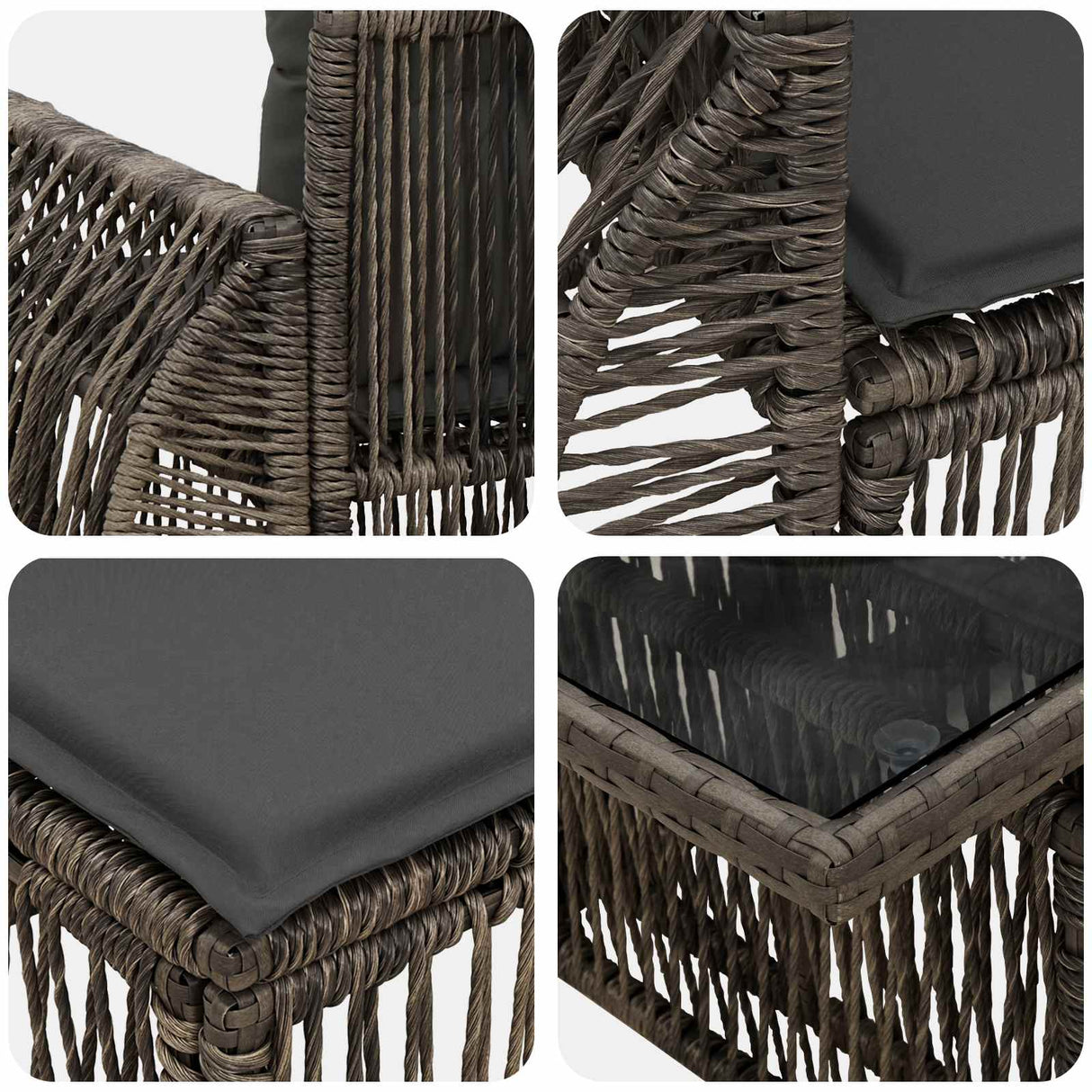 vidaXL Tuinbank Set 10 st Zwart en Crème Wit poly rattan
