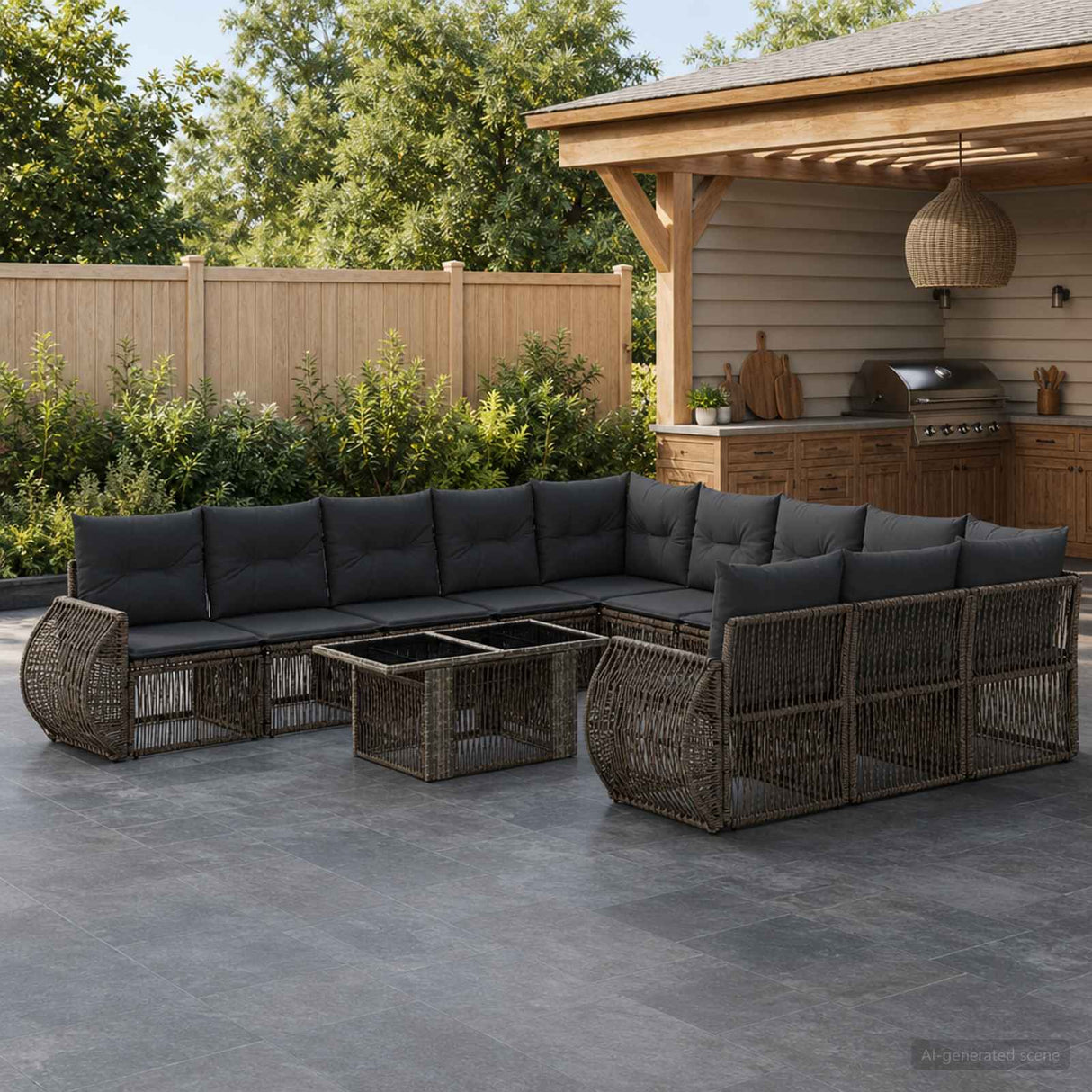vidaXL Tuinbank Set 12 st Zwart en Crème Wit poly rattan