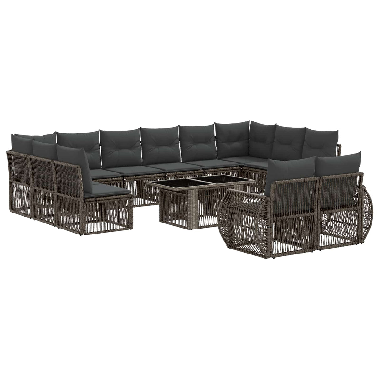 vidaXL Tuinbank Set 13 st Zwart en Crème Wit poly rattan