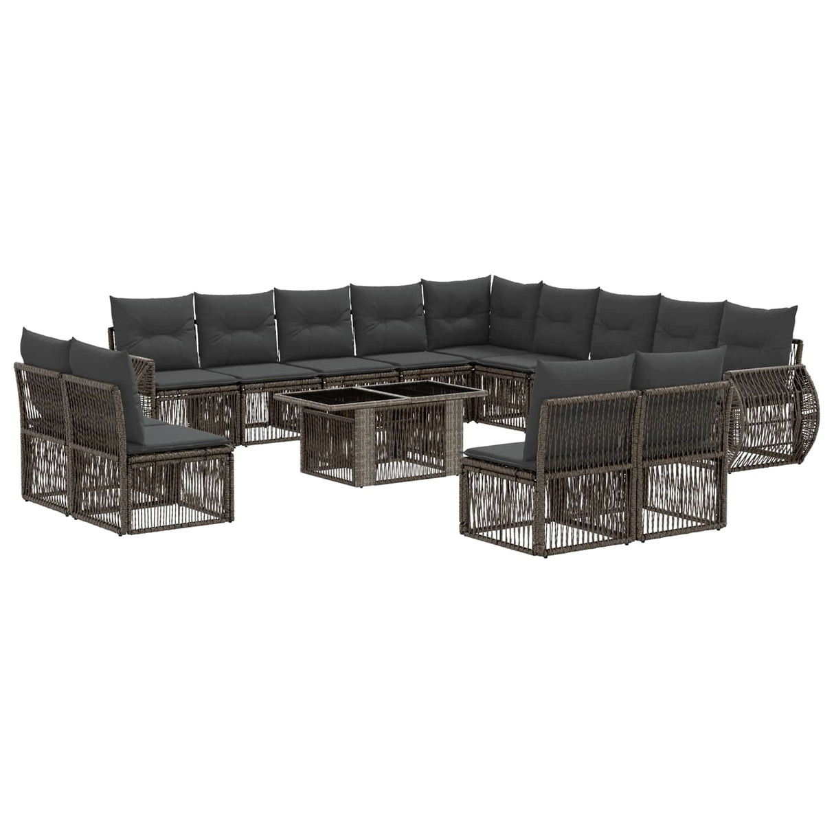 vidaXL Tuinbank Set 14 st Zwart en Crème Wit poly rattan