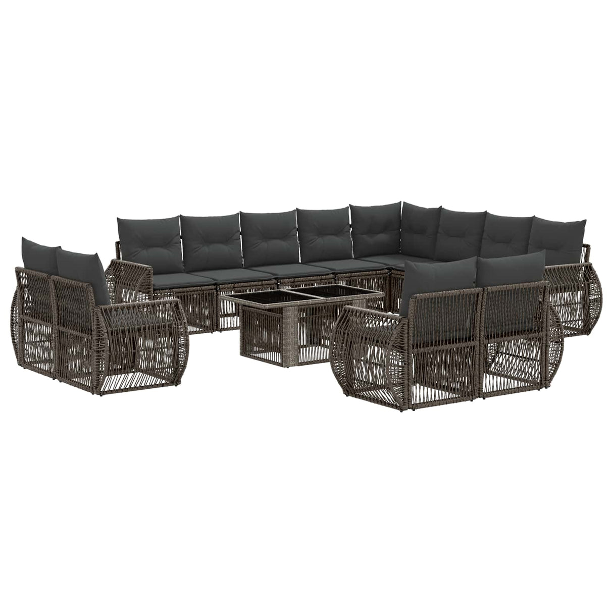 vidaXL Garden Lounge Set 13-piece Black and Cream White Poly Rattan