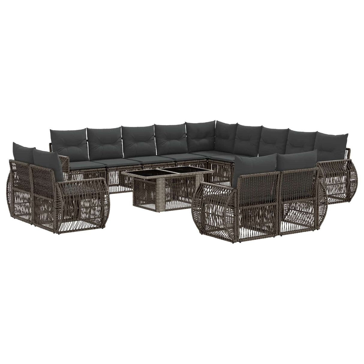 vidaXL Tuinbank Set 14 st Zwart en Crème Wit poly rattan
