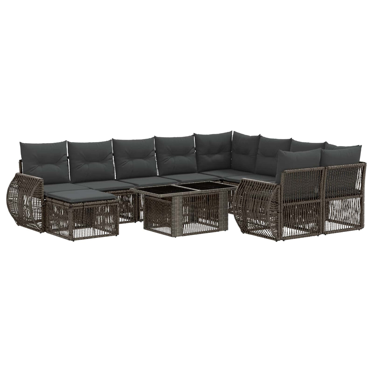 vidaXL Tuinbank Set 11 st Zwart en Crème Wit poly rattan
