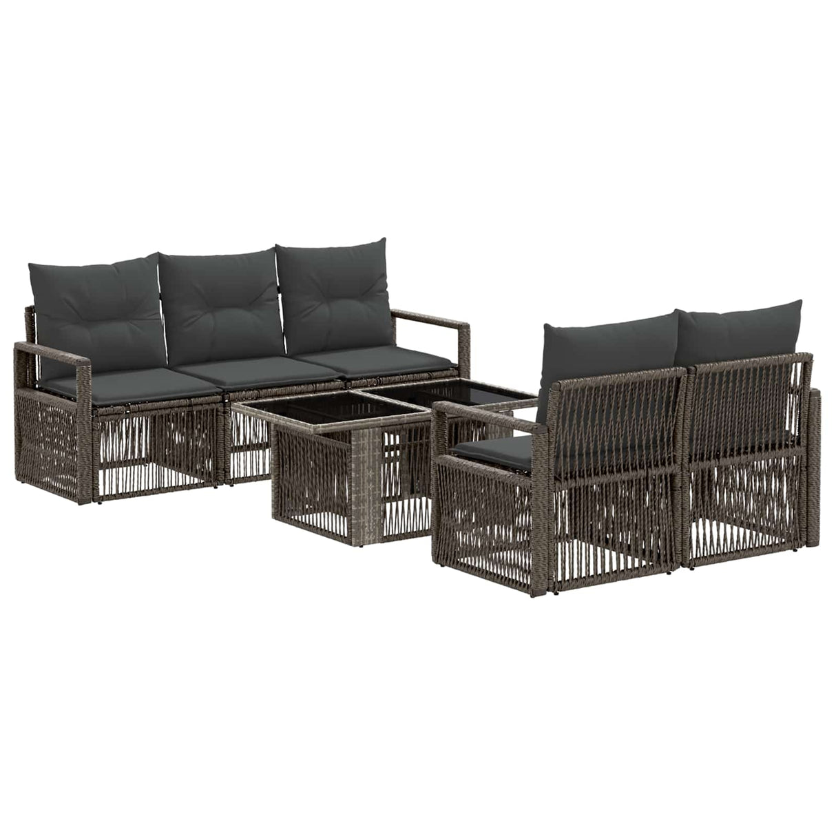 vidaXL Tuinbank Set 6 st Zwart en Crème Wit poly rattan