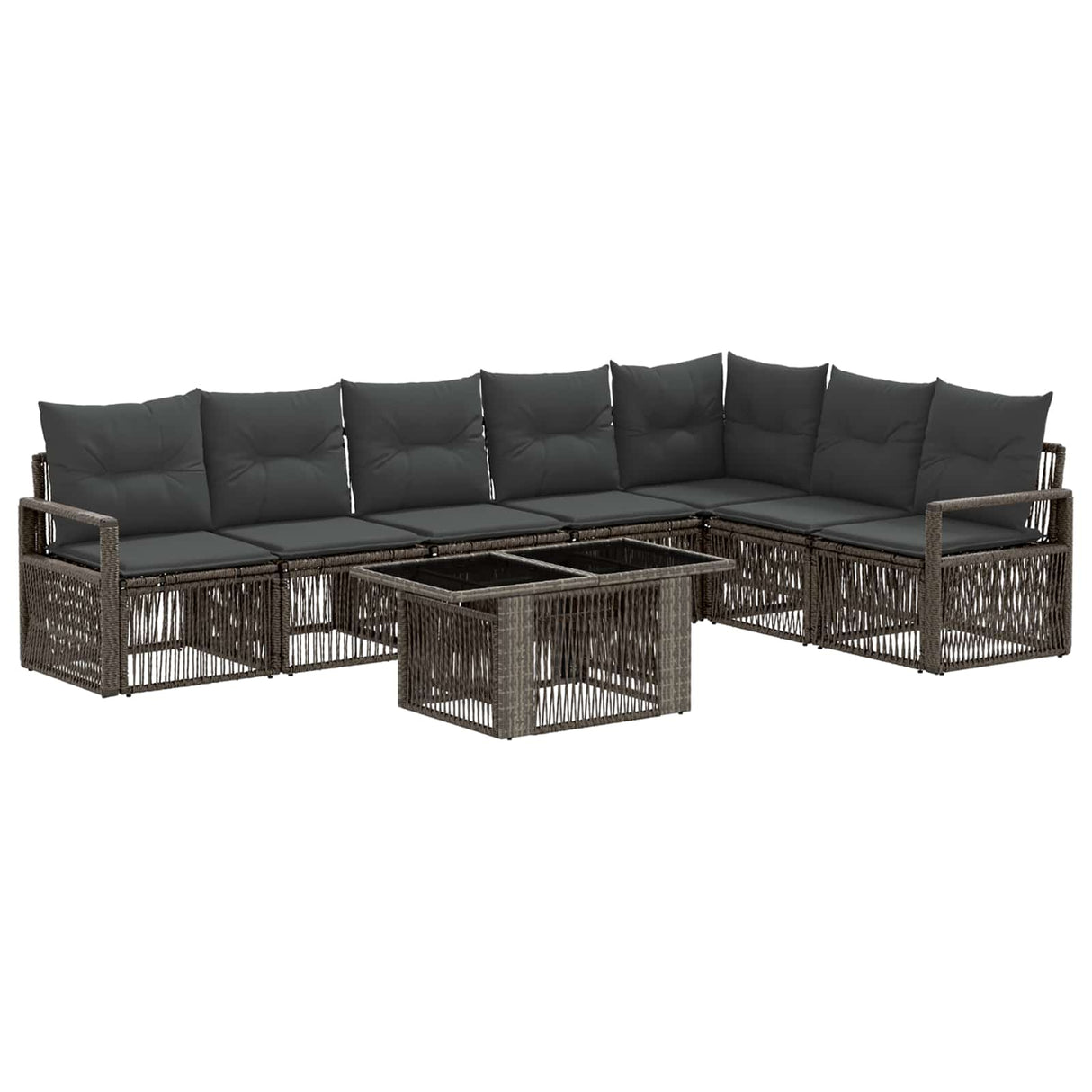 vidaXL Tuinbank Set 8 st Zwart en Crème Wit poly rattan