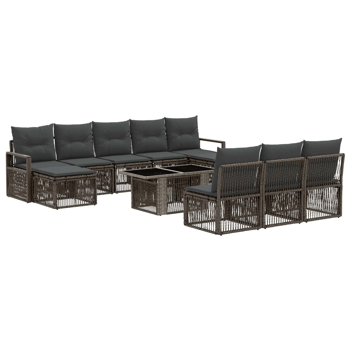 vidaXL Tuinbank Set 11 st Zwart en Crème Wit poly rattan