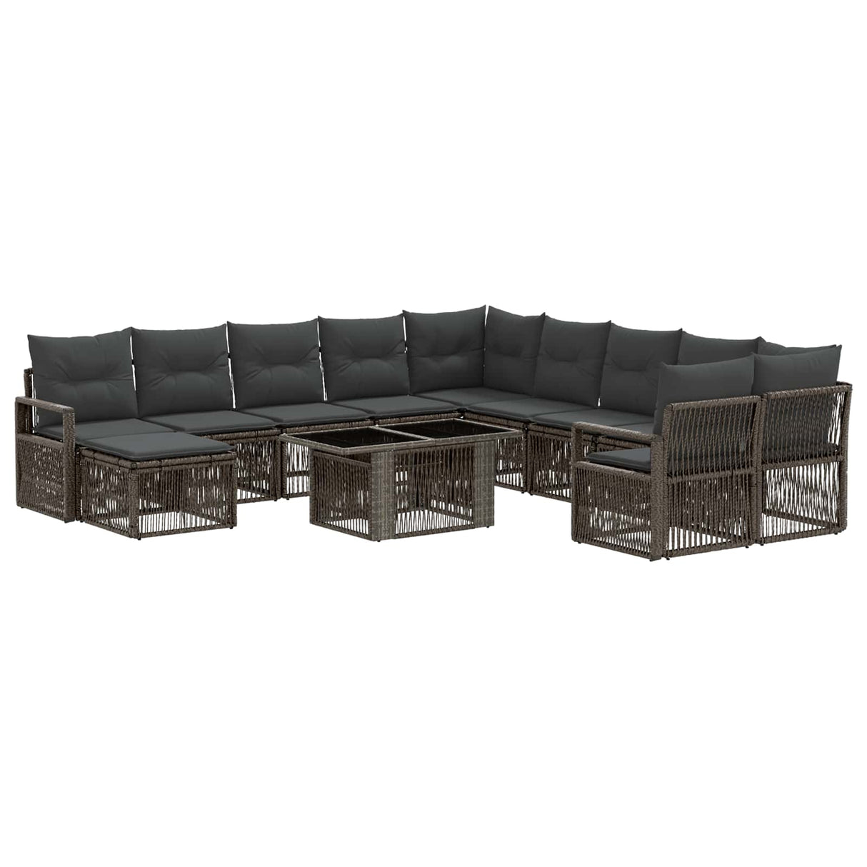 vidaXL Tuinbank Set 12 st Zwart en Crème Wit poly rattan