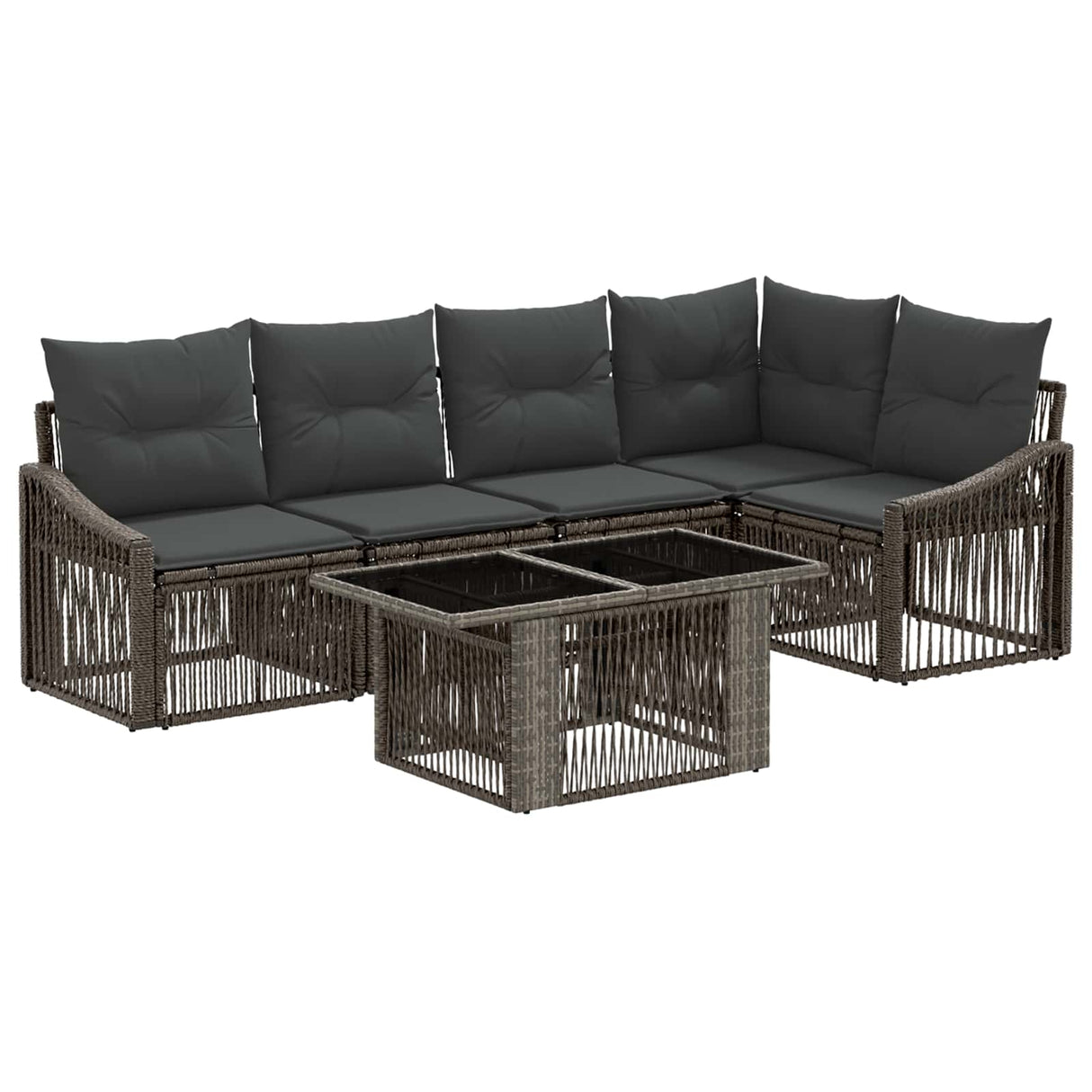 vidaXL Tuinbank Set 6 st Zwart en Crème Wit poly rattan