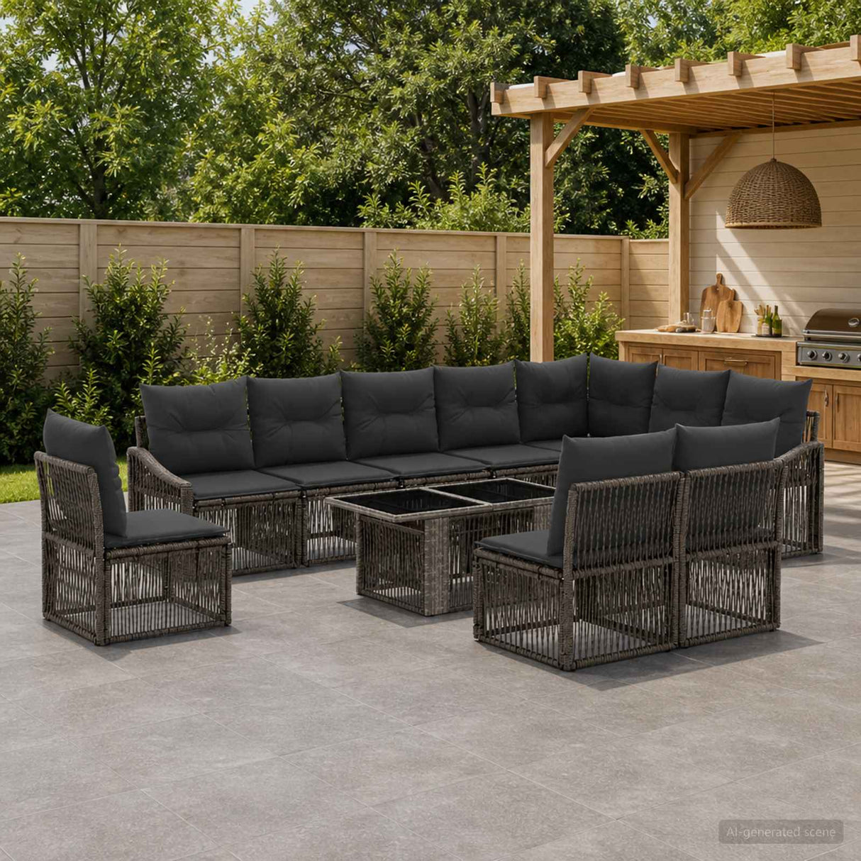 vidaXL Tuinbank Set 11 st Zwart en Crème Wit poly rattan