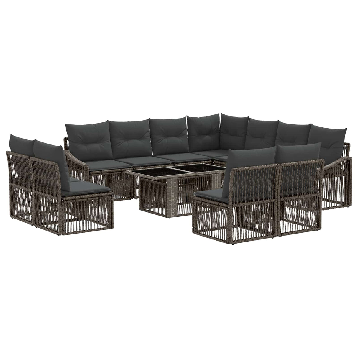 vidaXL Tuinbank Set 12 st Zwart en Crème Wit poly rattan