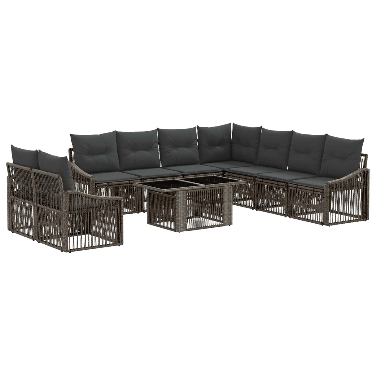 vidaXL Tuinbank Set 10 st Zwart en Crème Wit poly rattan