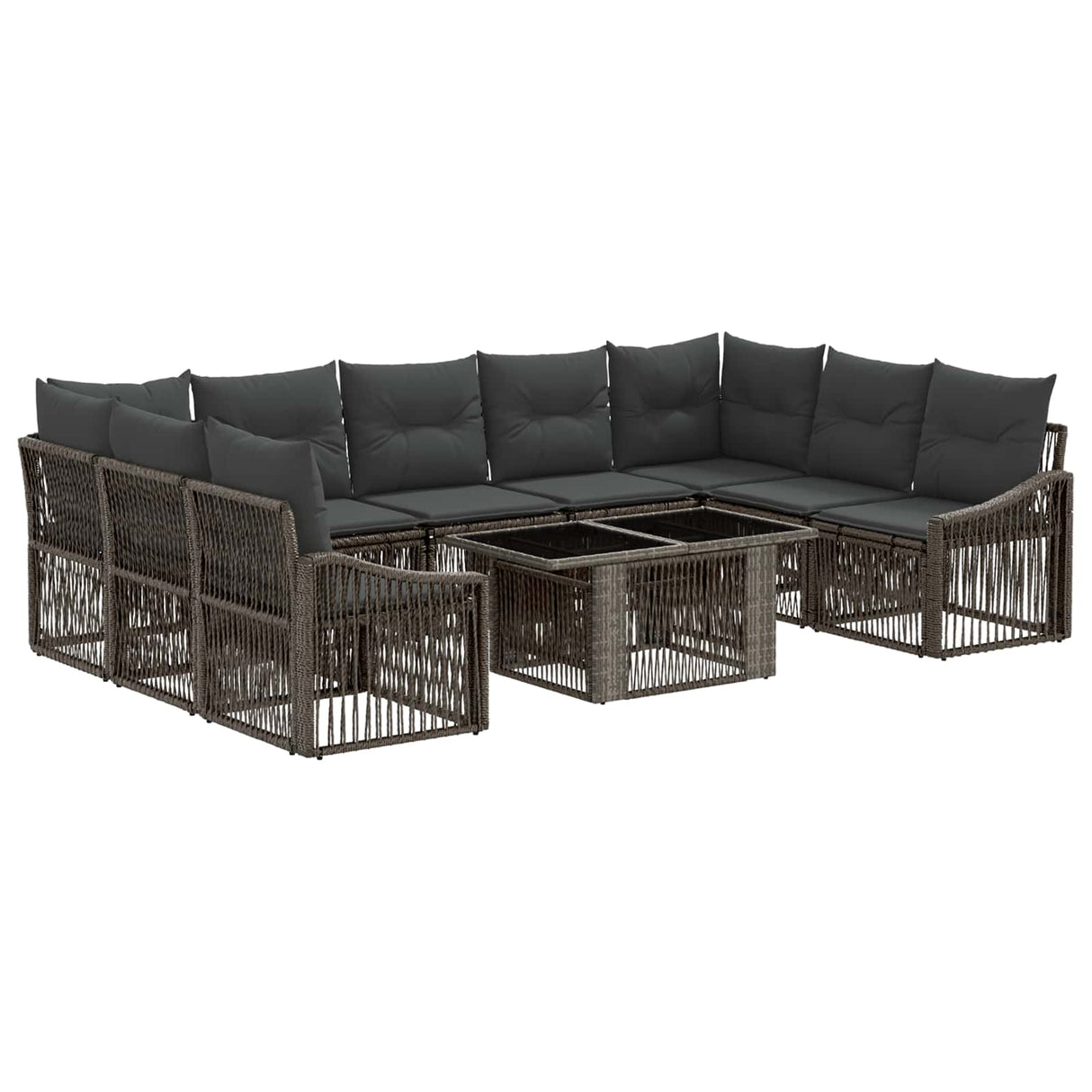 vidaXL Tuinbank Set 10 st Zwart en Crème Wit poly rattan