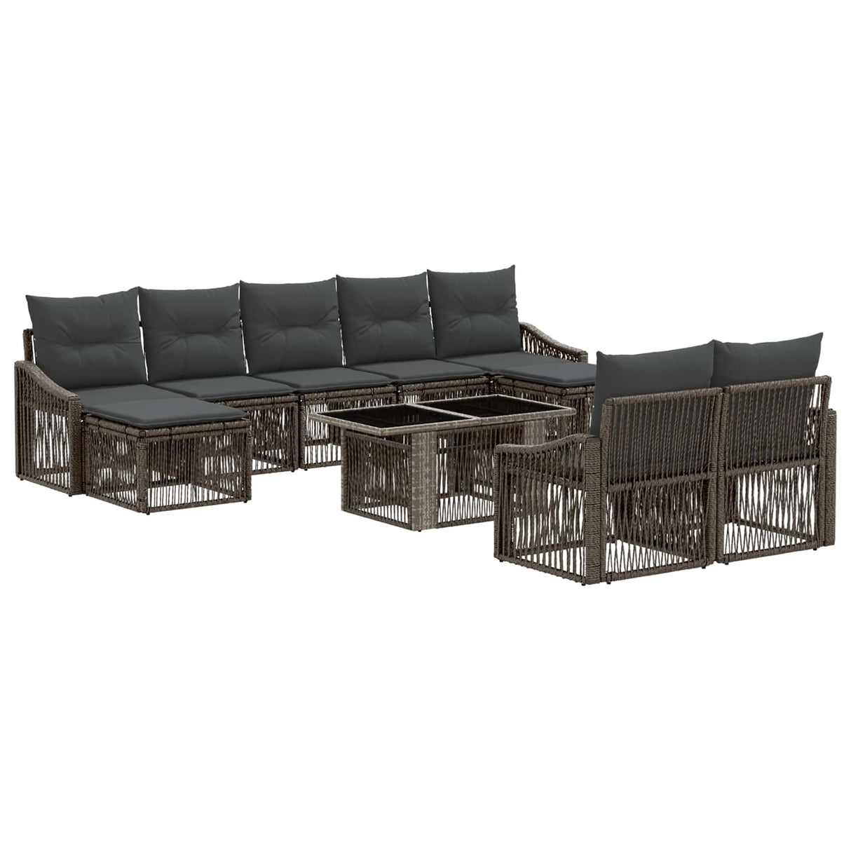 vidaXL Tuinbank Set 10 st Zwart en Crème Wit poly rattan