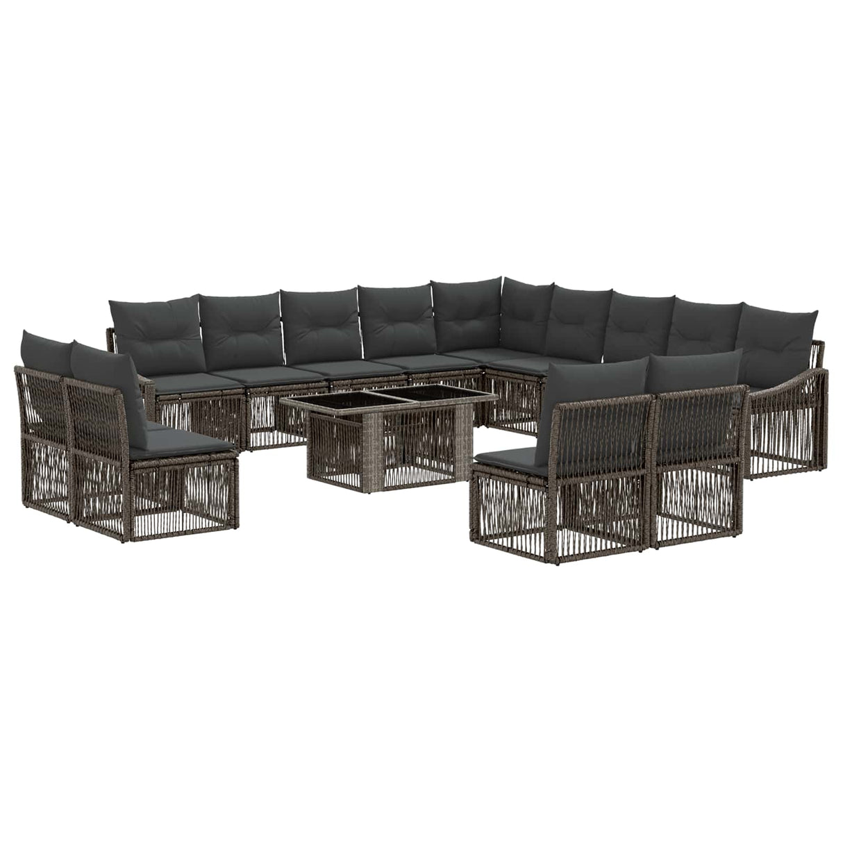 vidaXL Tuinbank Set 14 st Zwart en Crème Wit poly rattan