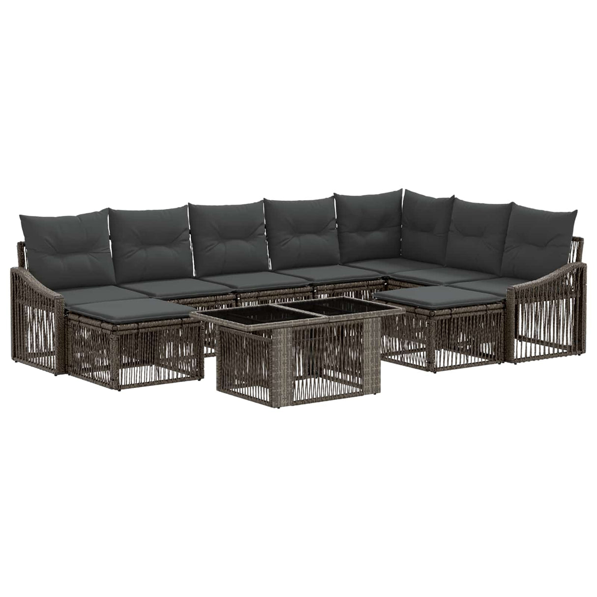 vidaXL Garden Lounge Set 10 Pieces Black and Cream White Poly Rattan