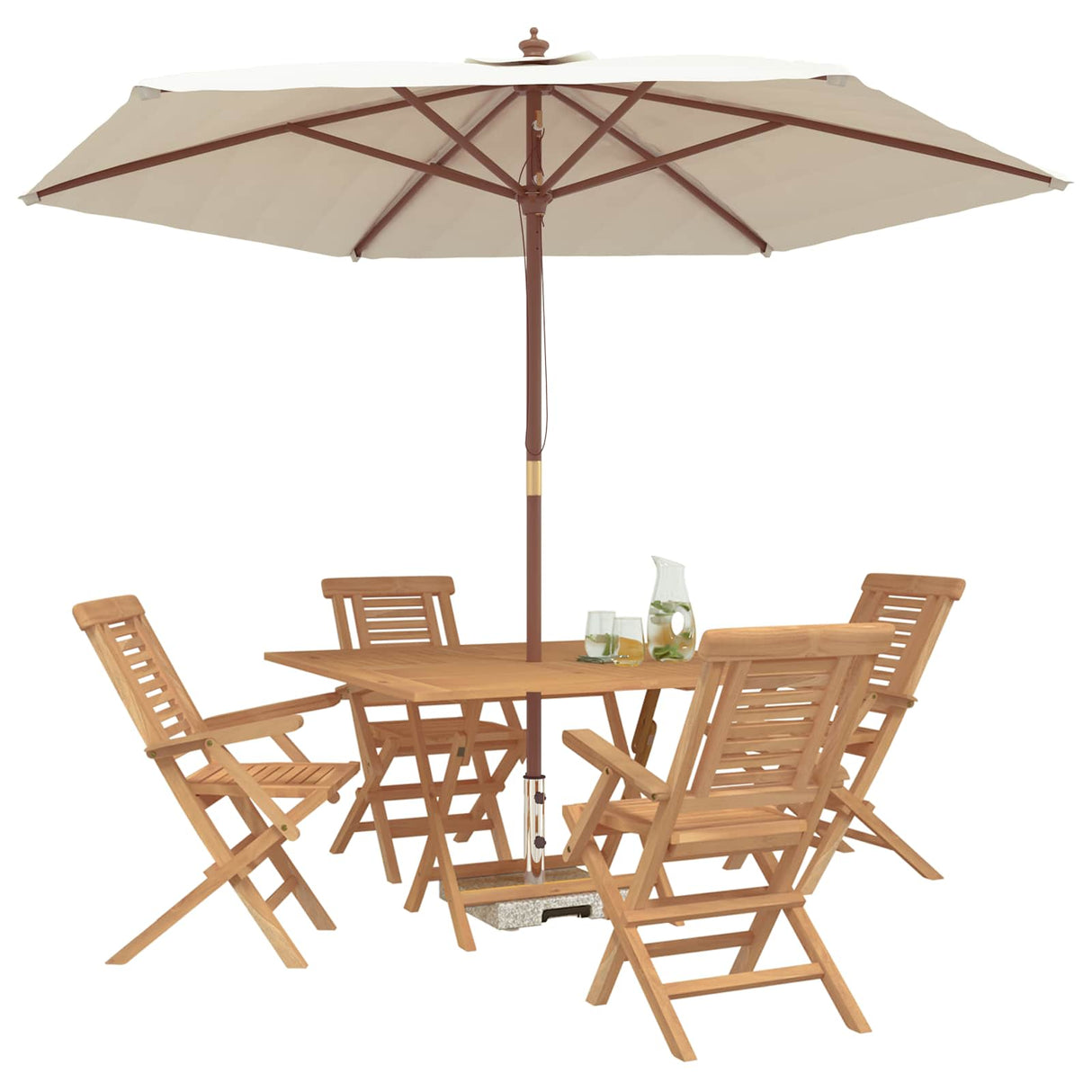 vidaXL 5-piece Garden Dining Set Brown Solid Teak Wood
