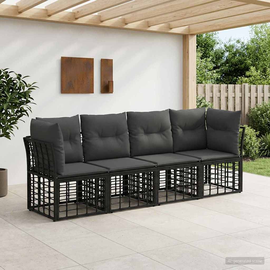vidaXL Buiten bank set Zwart Polyester