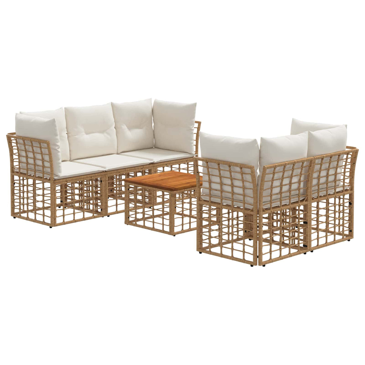 vidaXL Buiten bank set 6 st Zwart en Donker Grijs poly rattan