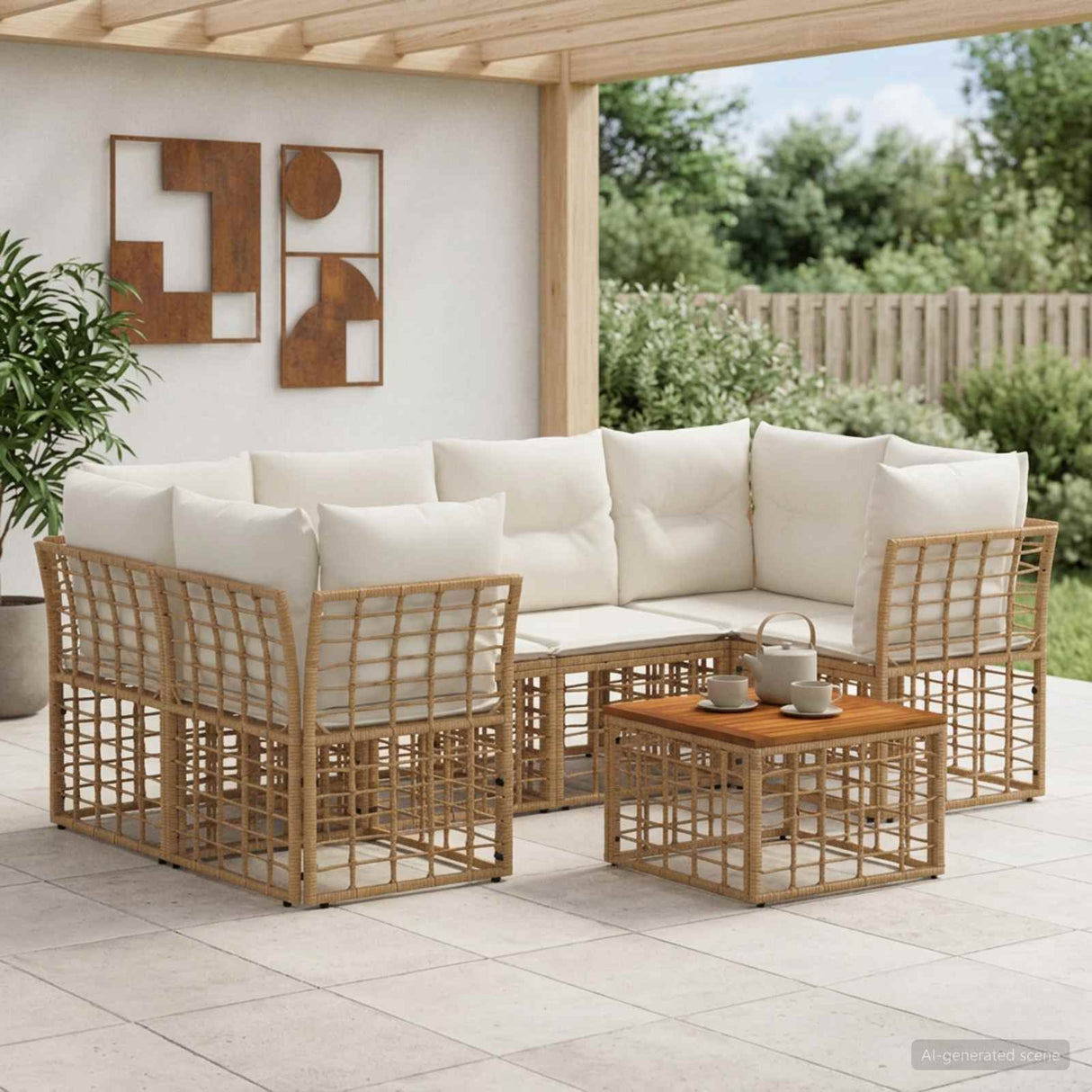 vidaXL Buiten bank set 7 st Zwart en Donker Grijs poly rattan