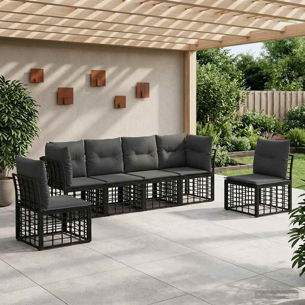 vidaXL Outdoor Sofa Set Black Polyester