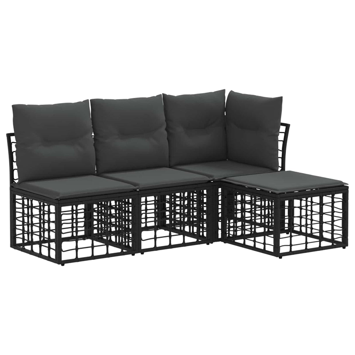 vidaXL Outdoor Sofa Set Black Polyester